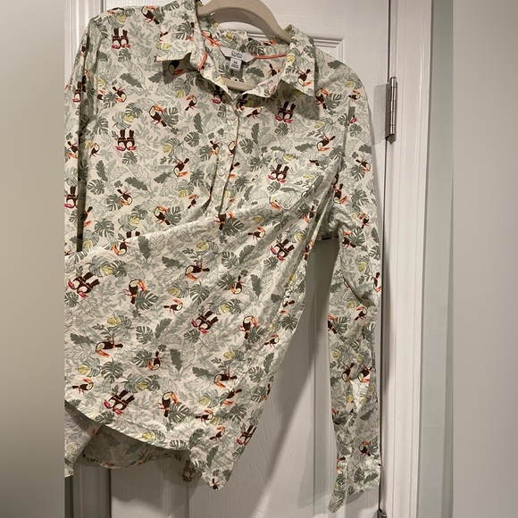 Croft & Barrow Size XXL Tropical Palm Toucan Print Cotton Button Down Shirt - Picture 6 of 11